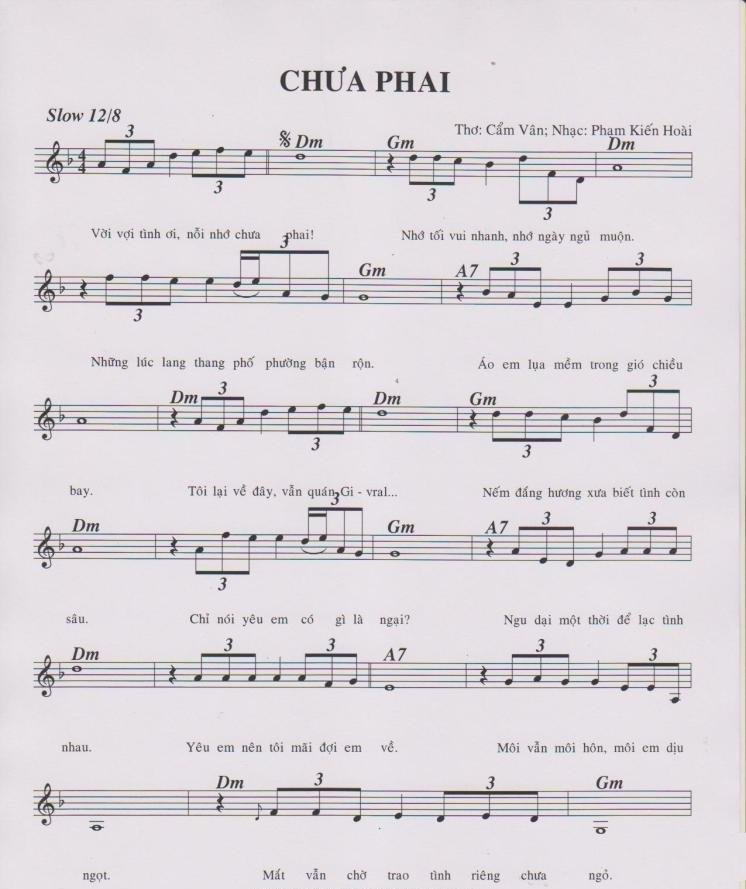 Sheet nhạc Chưa Phai
